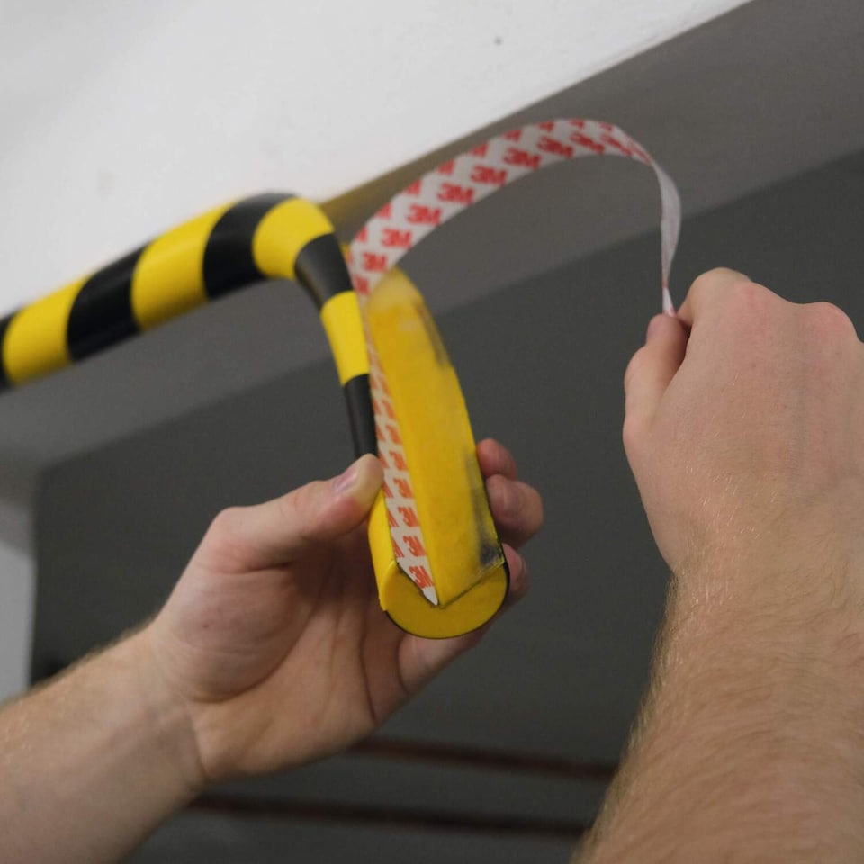 image 1 of Durable Adhesive Warning Corner Impact Protection Profiles C25R | 1 Metre