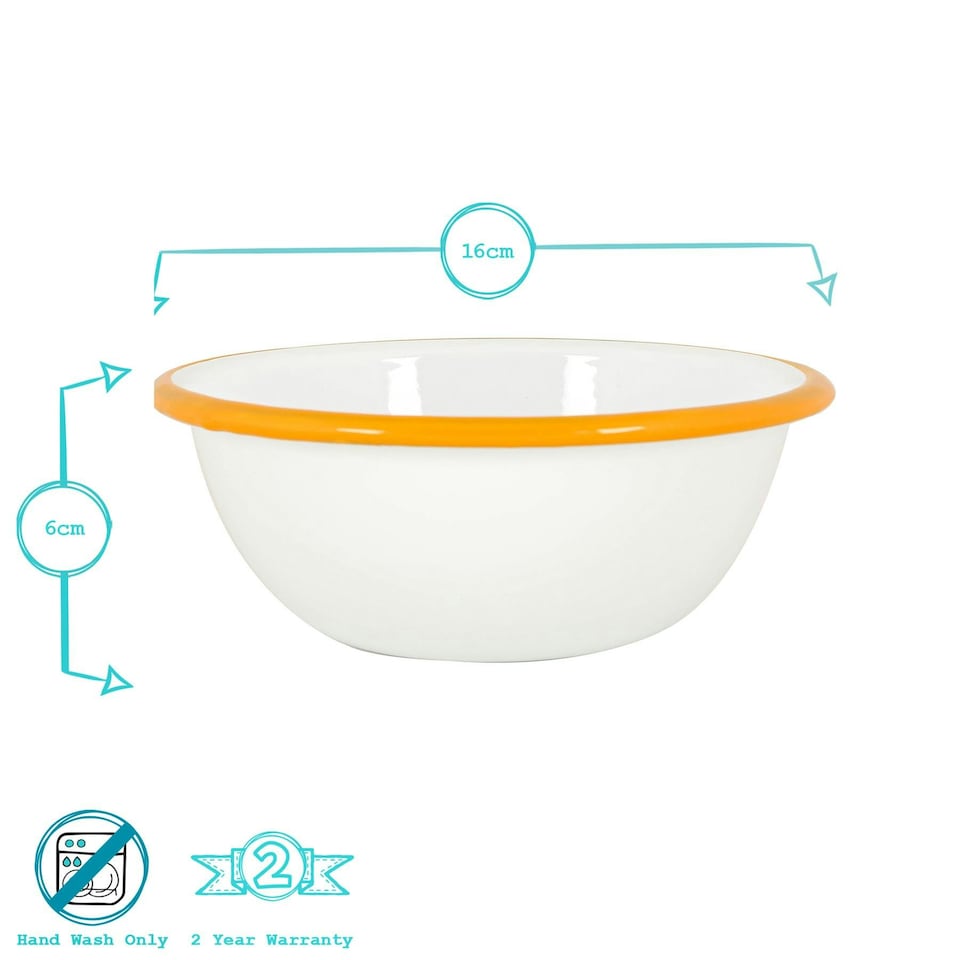image 1 of Argon Tableware White Enamel Bowls - 16cm - 4 Colours