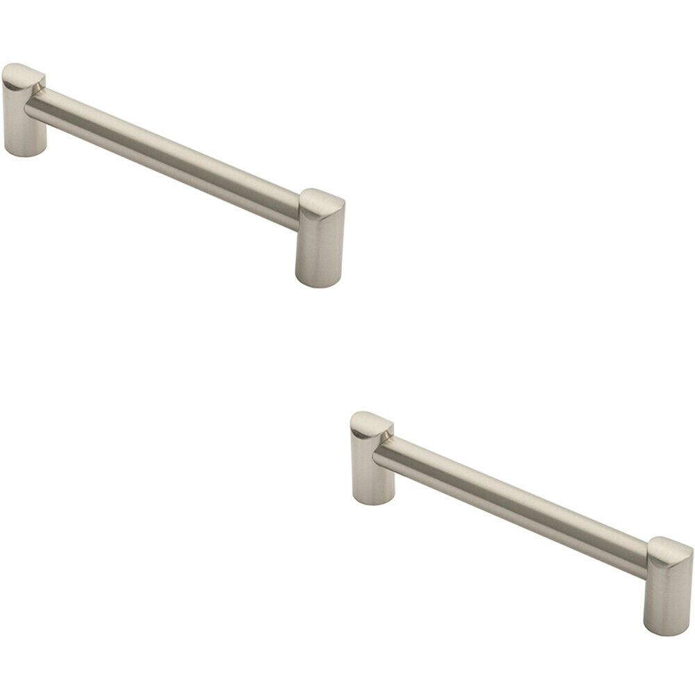 Loops 2x Round Tube Pull Handle 180 x 16mm 160mm Fixing Centres Satin Nickel in Metallics