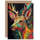 image 1 of Rainbow Floral Stag Vibrant Bold Bright Birthday Card