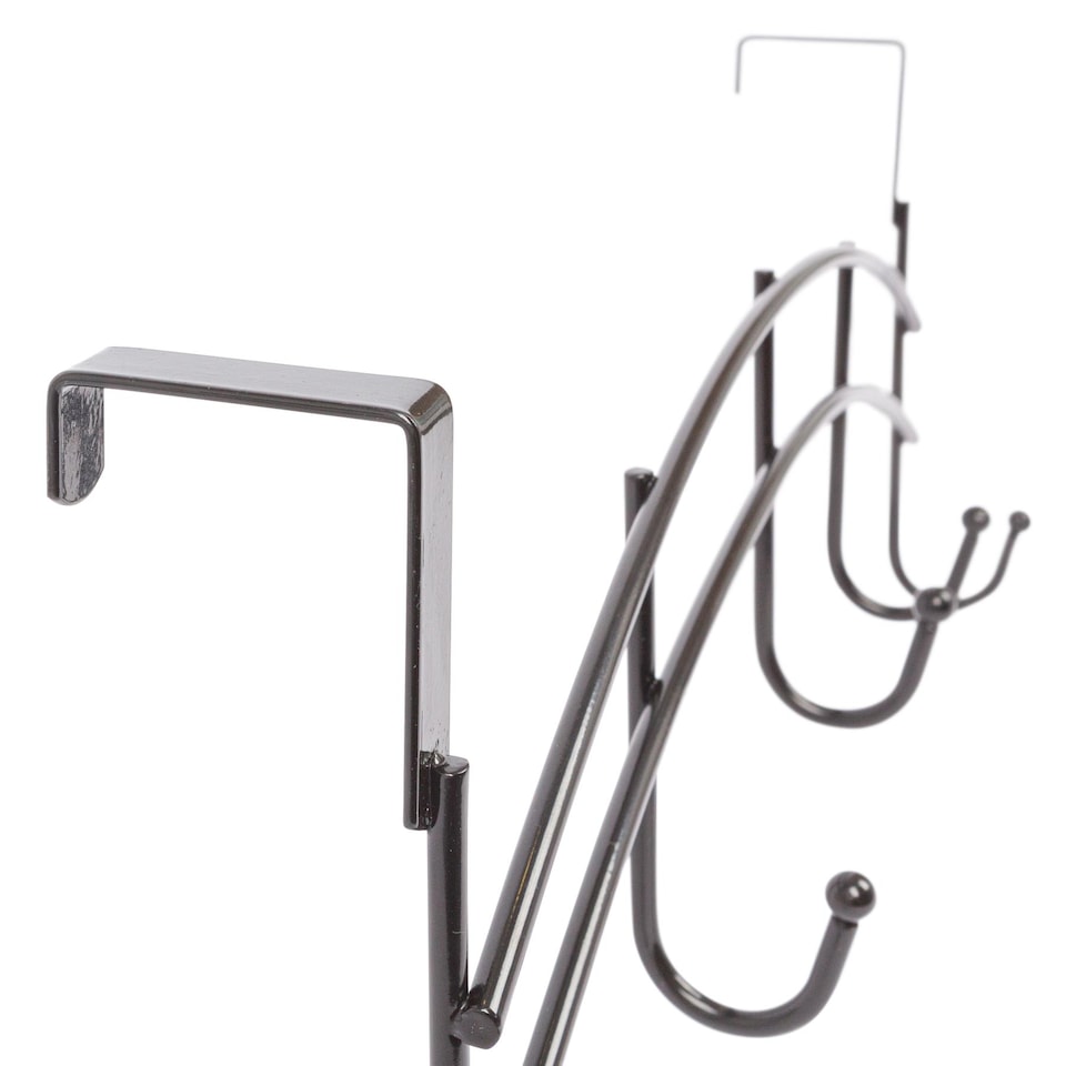image 1 of Ashley Iron Arched Over-Door Hat & Coat Hook Set - 5 Hook - Black