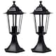 image 1 of Set of 2 Cumbria - Black Six Sided IP44 Outdoor 41cm Pedestal Lights