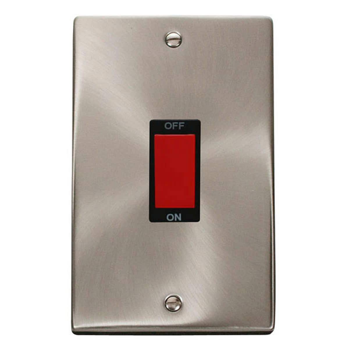 SE Home Satin / Brushed Chrome 2 Gang Size 45A Switch in Metallic Silver