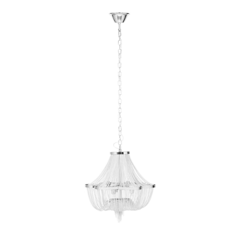 image 1 of Interiors by Premier Boutique Style 6 Light Chrome Pendant, Aluminium Chain Basket Ceiling Light, Modern Pendant Light
