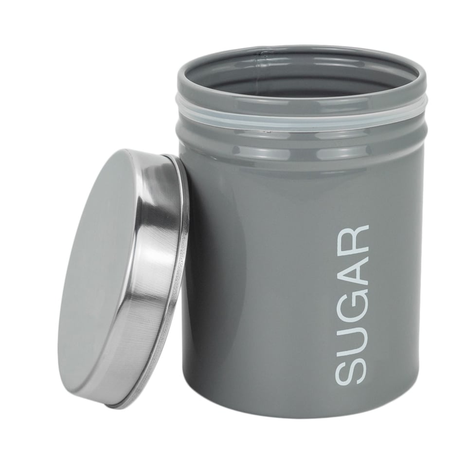 image 1 of Harbour Housewares Round Metal Kitchen Coffee Canister - Grey