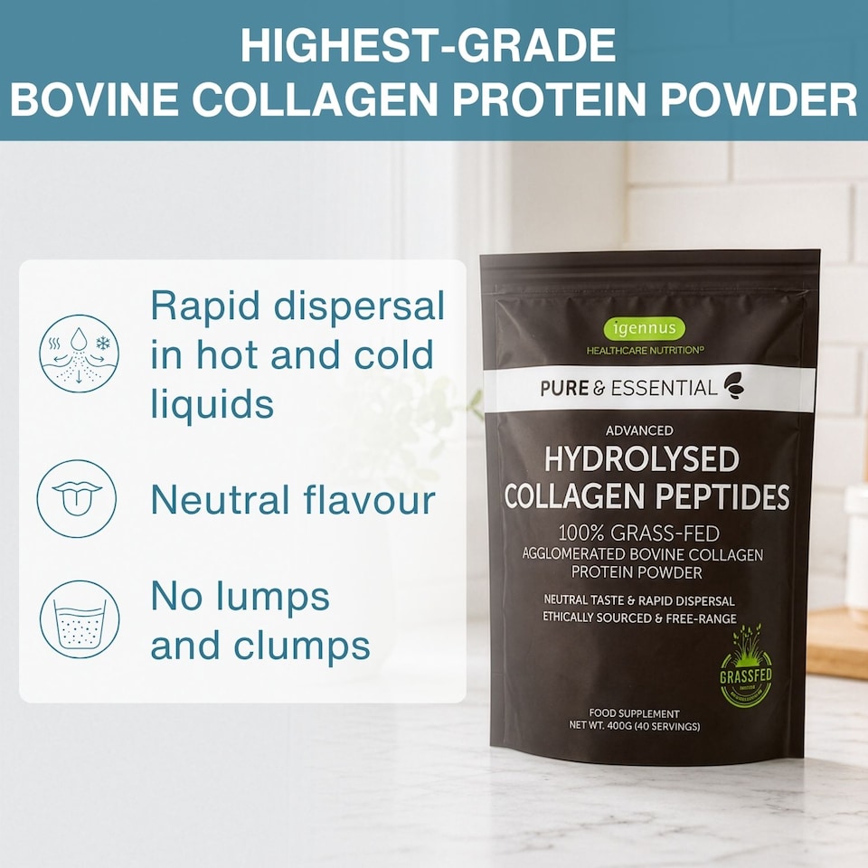 image 1 of Igennus Advanced Hydrolysed Collagen Peptides, Grass-fed Bovine Collagen Protein Powder, 40 Servings