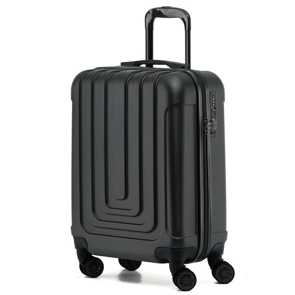 image 1 of Flight Knight Premium Hard Shell Lightweight Cabin Suitcase - 8 Wheels - TSA Lock & USB Port - 100 Airlines Approved Including Ryanair Priority - 55x40x20cm Black | Black | Cabin Bag