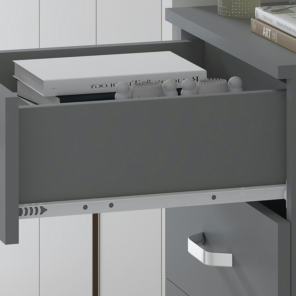 image 1 of FWStyle Tunis 5 Drawer Tallboy Slim Chest Of Drawers - Matt Grey