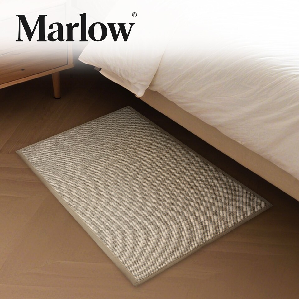 image 1 of Marlow 2PC Non Slip Rubber Woven Door Mat Hallway Kitchen Rug