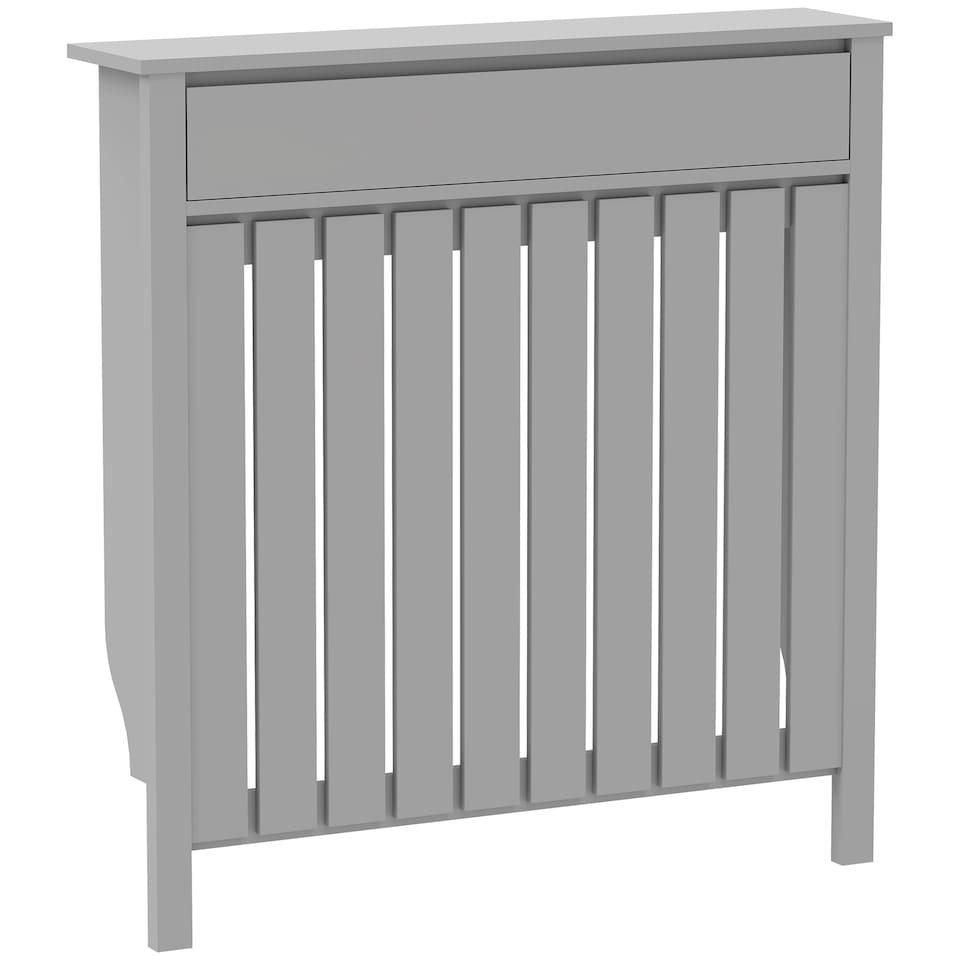 image 1 of HOMCOM Radiator Cover with Drawer and Vertical Slats Grey