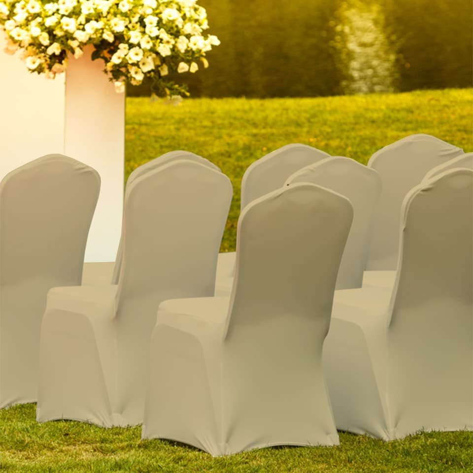 image 1 of Chair Cover Spandex Polyester Stretch Fabric Dining Slipcovers - 10pcs