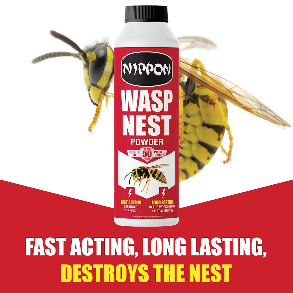 image 1 of Vitax Nippon Wasp Nest Powder 300g Effective Indoor & Outdoor Wasp Control with Permethrin Rapid Action Safe Use
