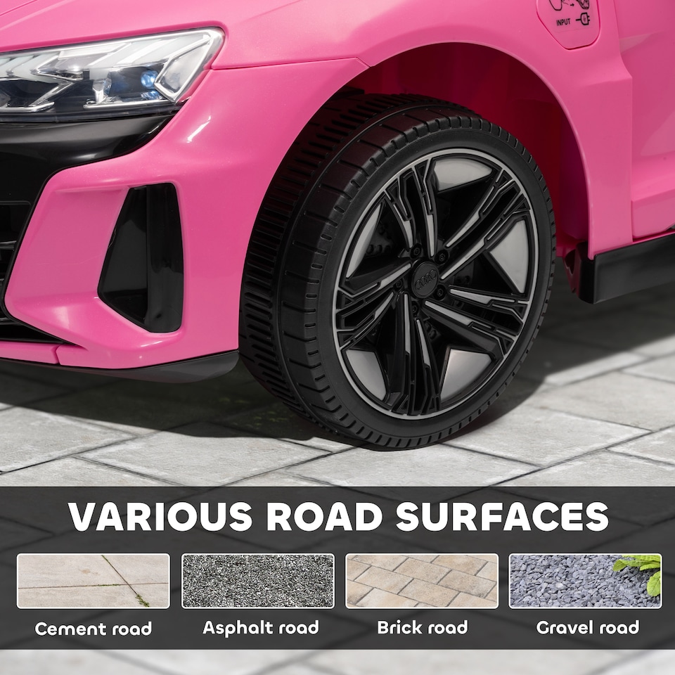 image 1 of HOMCOM Audi RS e-tron GT Licensed Electric Car for Kids, 12V Battery Powered Electric Ride-on Toy with Remote Control Music, Suspension Wheels, Soft Start, for 3-5 years, Pink