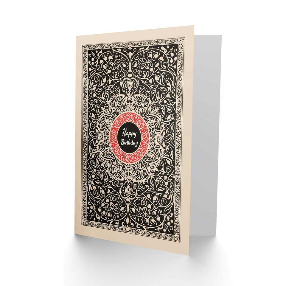 image 1 of Red Floral Arabesque Pattern Man Him Birthday Card