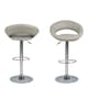 image 2 of Plump Light Grey Swivel Bar Stool with Open Back