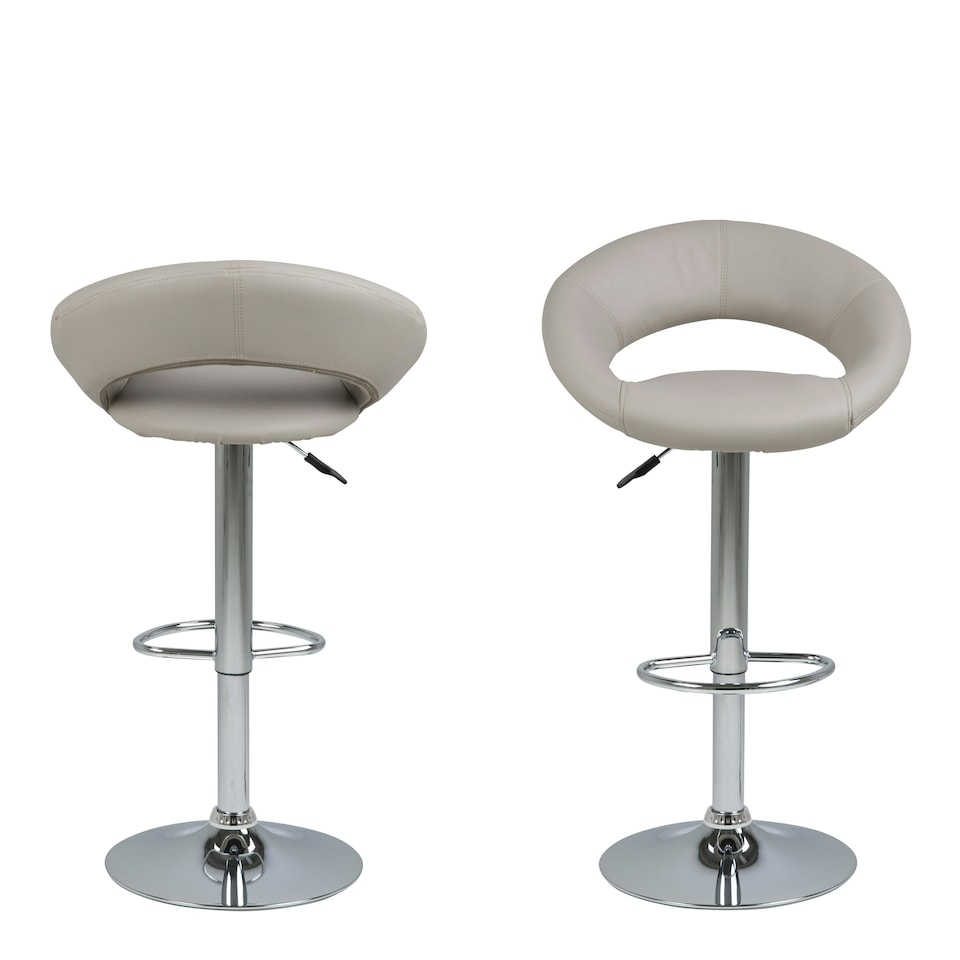 image 1 of Plump Light Grey Swivel Bar Stool with Open Back