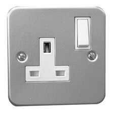 Dencon 13A 1 Gang Switch Socket (UK Plug) - Grey/White - One Size