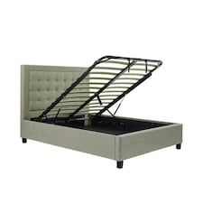Brandon Oatmeal Fabric Ottoman Bed And Majestic 1000 Pocket Sprung Mattress King Size N/A