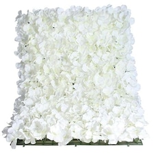 White Artificial Hydrangea Silk Flower Wall Panel 60cm x 40cm