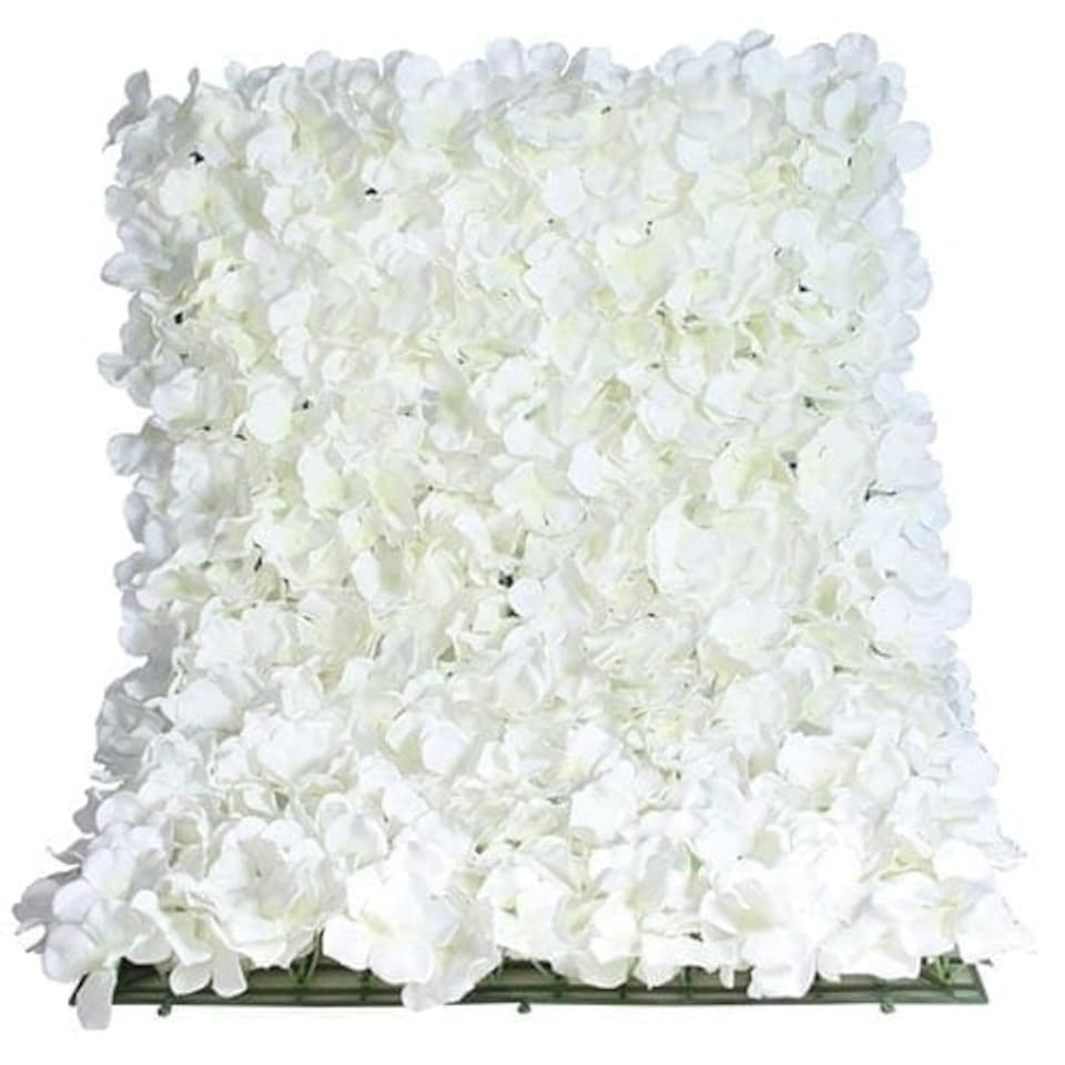 White Artificial Hydrangea Silk Flower Wall Panel 60cm x 40cm