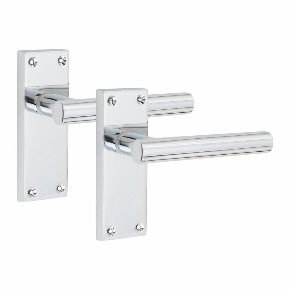 image 1 of Golden Grace 5 Pairs Victorian Straight T-Bar Door Handles Latch in Silver Polished Chrome - 120mm x 40mm Backplate Chrome