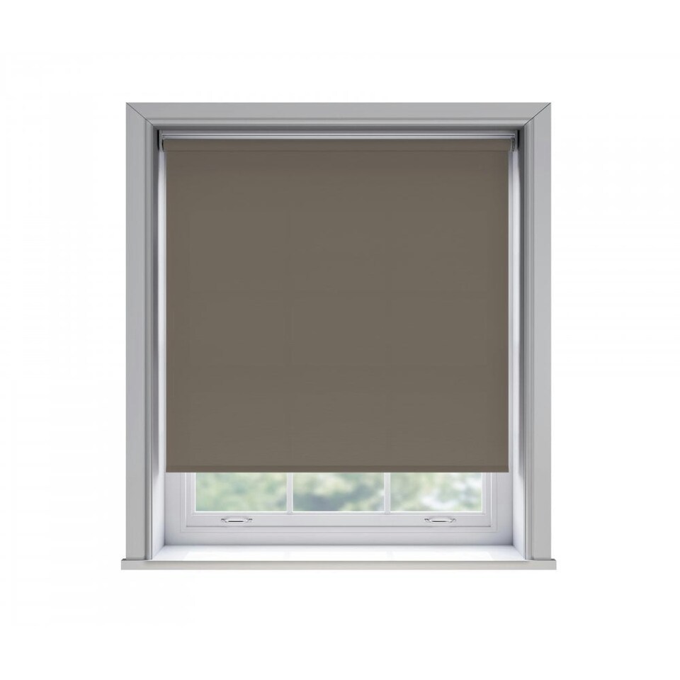 120cm No Drill Chocolate Thermal Blackout Roller Blind (170cm Drop) Brown