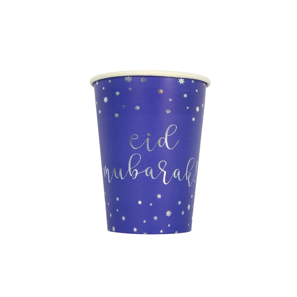 Eid Mubarak Cups (10pk) - Blue & Silver