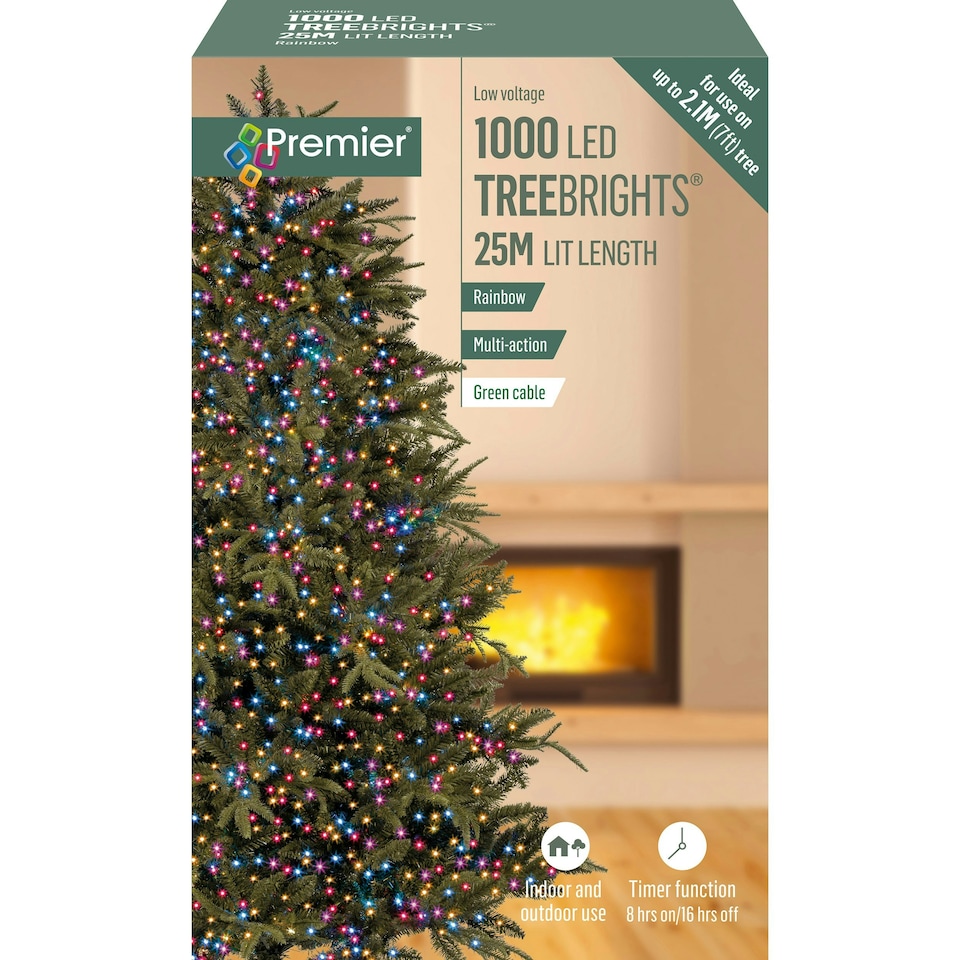 Premier TreeBrights 1000 LED Lights Rainbow 25m