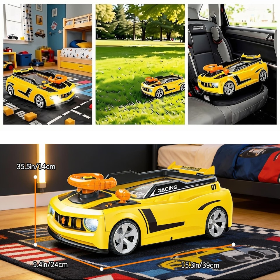 image 1 of Simulation Racing Car Game Toy for Kids - Interactive Driving Game with Steering Wheel, Lights & Sounds