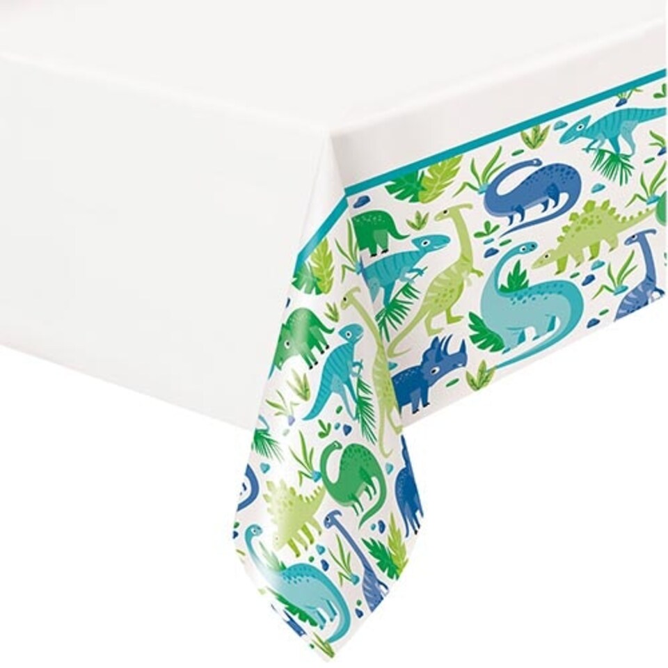 Blue & Green Dinosaur Plastic Tablecover 213cm x 137cm