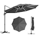image 1 of Outsunny 3(m) Solar LED Cantilever Parasol Adjustable Garden Umbrella Dark Grey