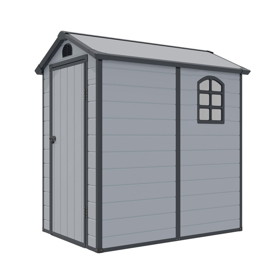 image 1 of 4 x 6 (1.34m x 1.92m) Single Door Apex Plastic Shed - Light Grey