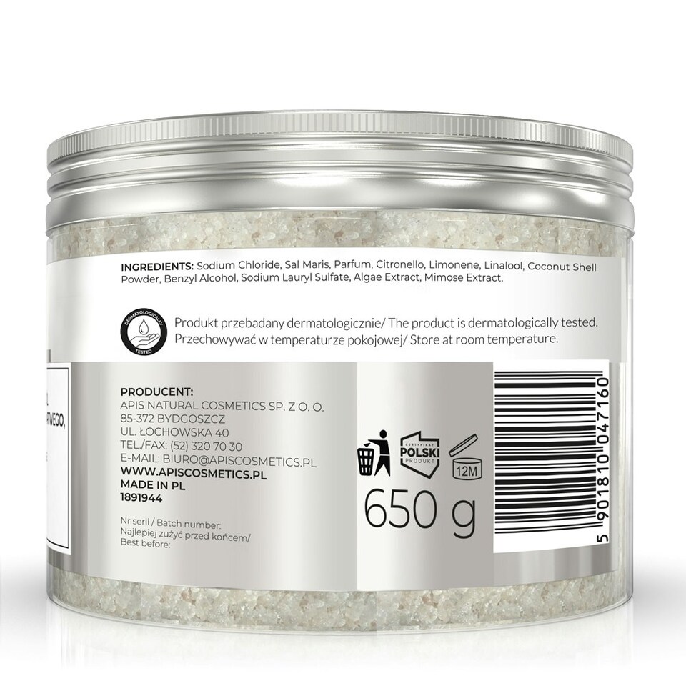 image 1 of Apis Inspiration Smoothing Bath Salt with Dead Sea Minerals Sea Algae and Coconut 650g