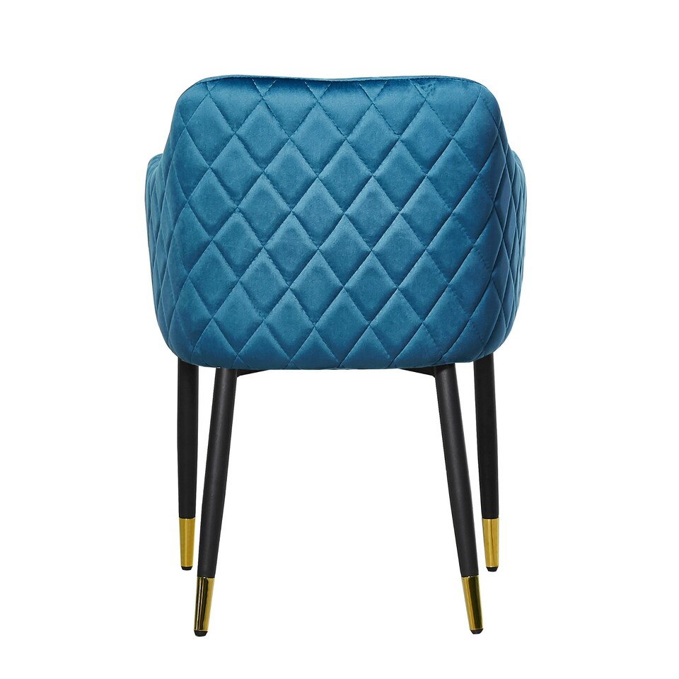 image 1 of Set of 4 Verona Velvet Dining Chairs with Quilted Back & Black Legs - Modern Accent Chair with Silver Foot Tips | Blue