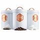 image 4 of Cooks Professional 3 Piece Kitchen Storage Set – Tea, Coffee & Sugar Cannisters | White | White & Copper