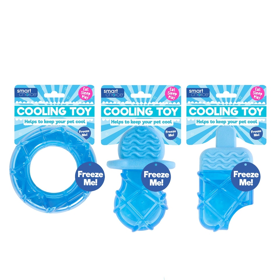image 1 of Pack of 3 Summer Cooling Pet Toy - Ring, Dummy, Ice Lolly Shaped Dog Puppy Teething Chew Outdoor Play Freezable Durable Hydrating Teether Frozen
