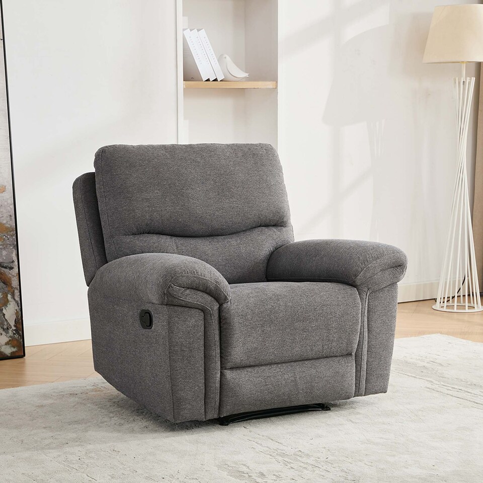 image 1 of Fosse Manual Recliner Fabric Chair (Dark Grey) | Grey | Dark Grey | One Size