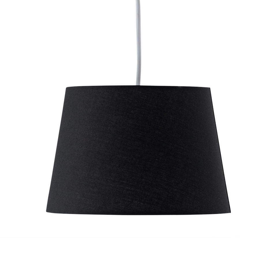 image 1 of Black Cotton 23cm Tapered Cylinder Pendant or Lamp Shade Black