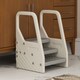 image 9 of AIYAPLAY Toddler Tower, Adjustable 3 Step Kitchen Step Stool Helper with Handles, Non-slip Surface & Foot Pads, for Bathroom, Kitchen, Sink, Toilet Potty Training, for 2-5 Years, Grey