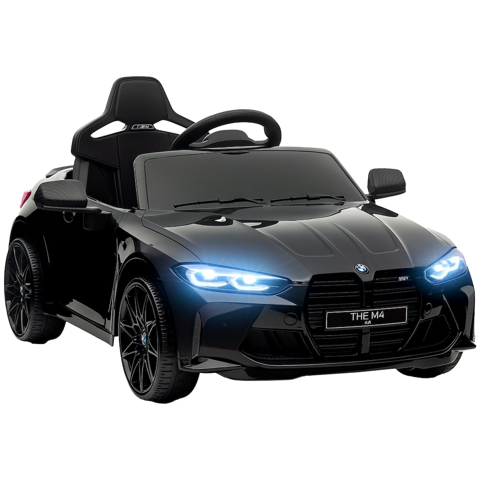 image 1 of AIYAPLAY 12V BMW M4 Licensed Kids Electric Car w/ Remote, Suspension, Black