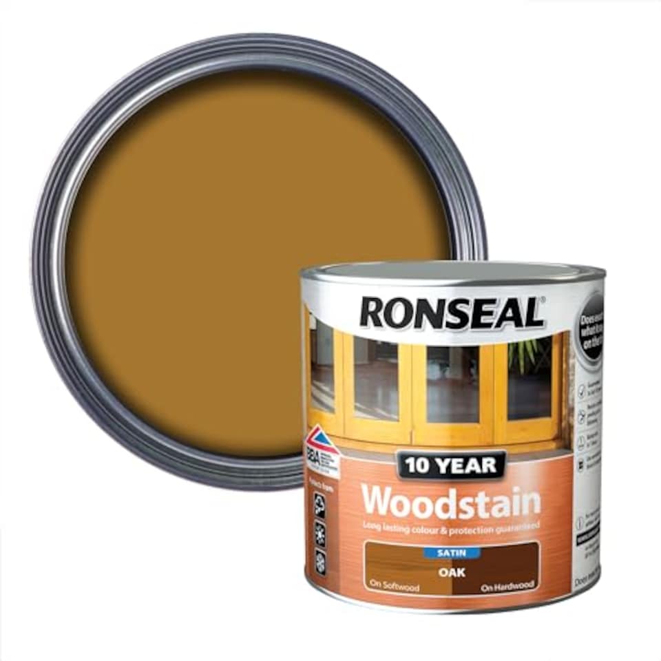 image 1 of Ronseal 10 Year Woodstain Oak 750ml - Exterior Wood Protection
