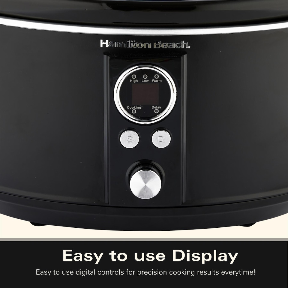 image 1 of Hamilton Beach 6.5L Digital Oval Slow Cooker Black