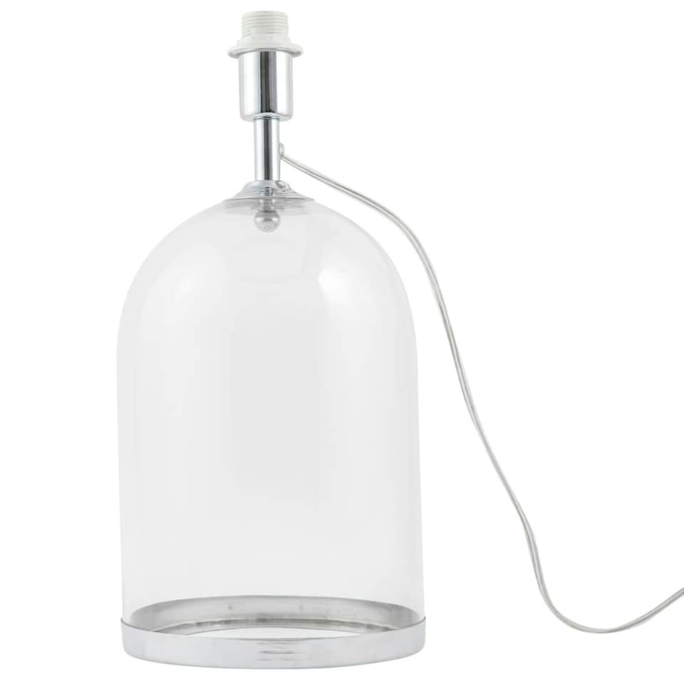 image 1 of First Choice Lighting Pair of Large Chrome and Glass Cloche Design Table Lamp Bases Clear | Chrome