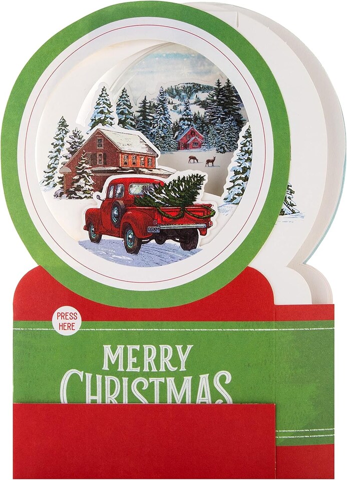 image 1 of 3D Pop-Up Musical Winter Journey Snowglobe Design Christmas Card