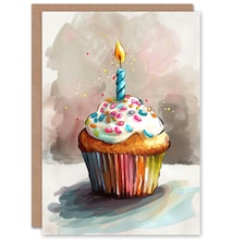 Watercolour Cupcake Colourful Sprinkles Her Birthday Card