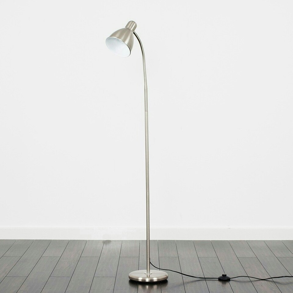 image 1 of ValueLights Modern Brushed Chrome Adjustable Reading Craft Floor Lamp