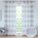 image 1 of Pair of Santorini Grey Linen Look Stripe Panels with Eyelet Header 229CM