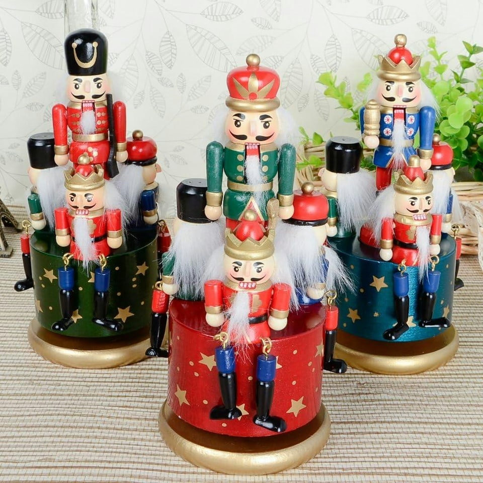 image 1 of 20cm Musical Box Wooden Nutcrackers Soldiers Christmas Ornament Any One