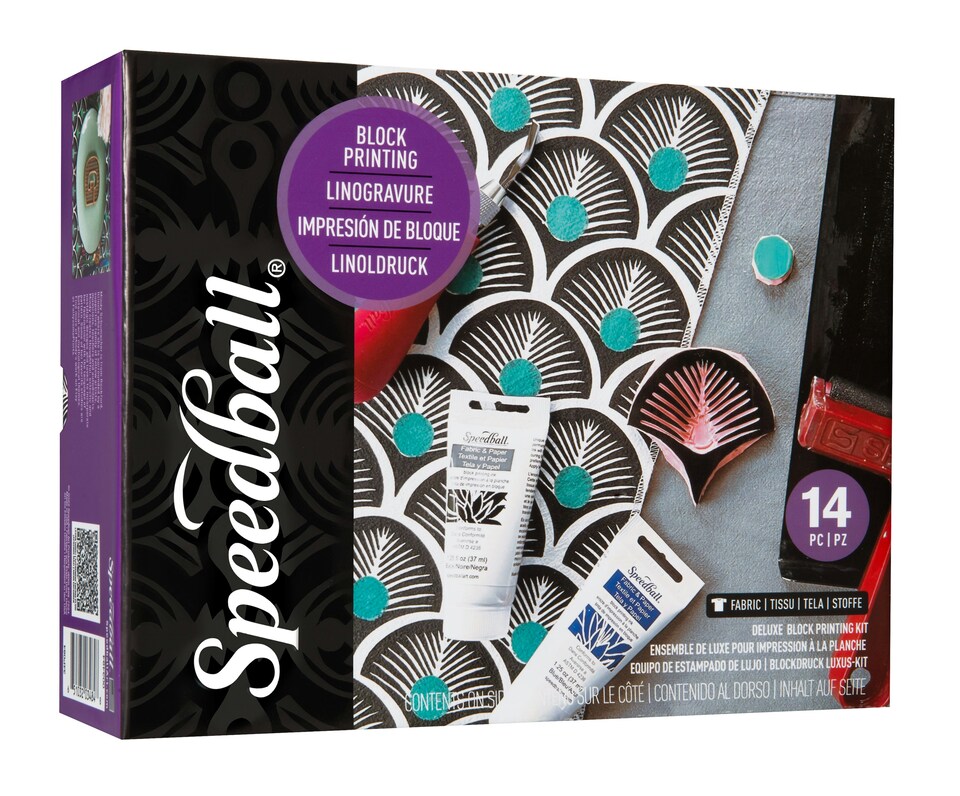 image 1 of Speedball Deluxe Block Printing Fabric Kit, Multicoloured, Single Set