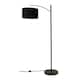 image 2 of ValueLights Preto Black Metal Curve Stem Floor Lamp with a Black Velvet Shade - Bulb Included Black